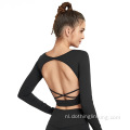 Sexy backless yoga shirts open rug